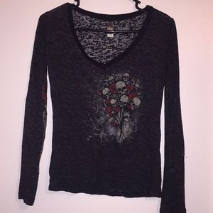 Black Skull Long Sleeve Shirt